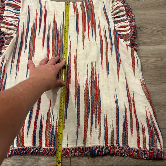 THML Boho textured Aztec look fringed shirt with short flutter sleeves Large - Picture 11 of 12